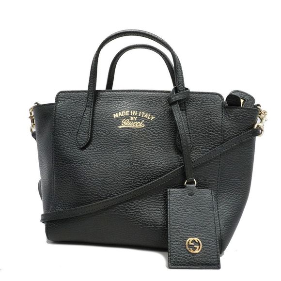 Gucci Shoulder Bag Leather Black Gold Metal Fittings - Picture 1 of 7